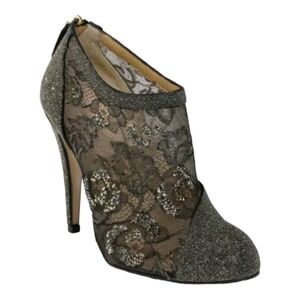 EUC Valentino Garavani Women's Black Lace Heeled Crystal Shoes Size 10 US 40 EU